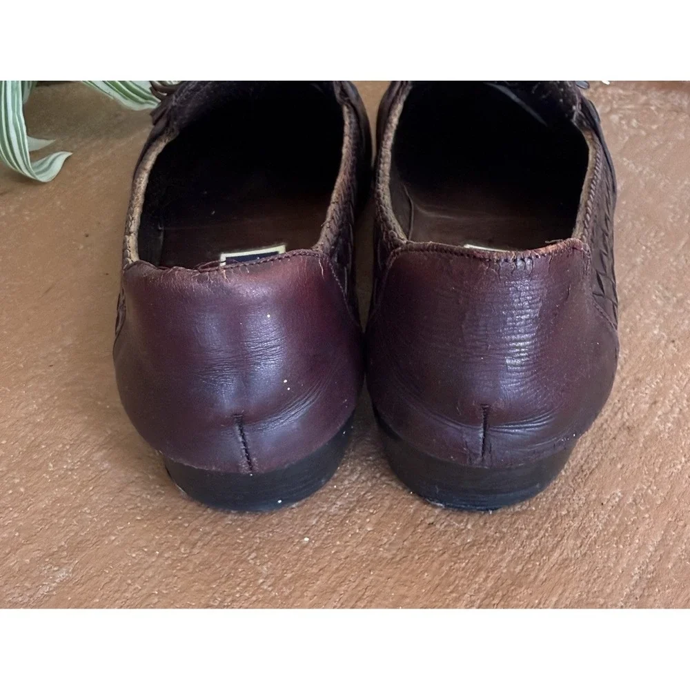 Bragano‎ Cole Haan Men's Sz 8.5 N Brown Woven Leather Tassel Loafers Shoes Italy